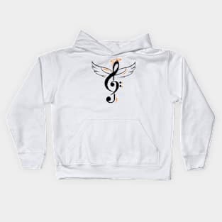 Music in the Sky - treble clef with wings Kids Hoodie